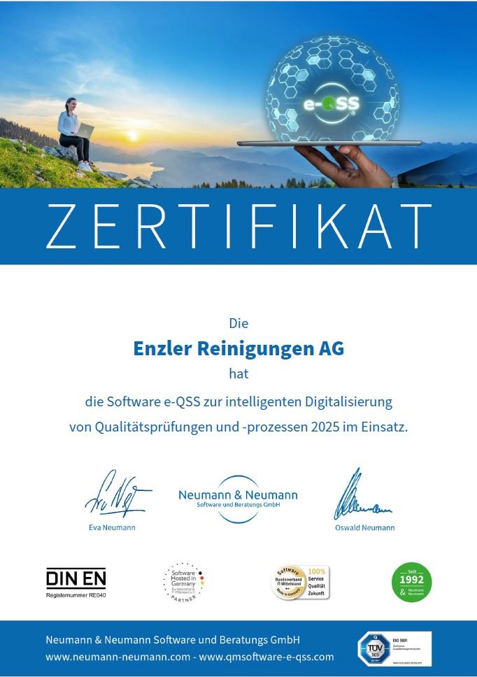 2025 E QSS Zertifikat Enzler Reinigungen AG 2025 E QSS Zertifikat Enzler Reinigungen AG